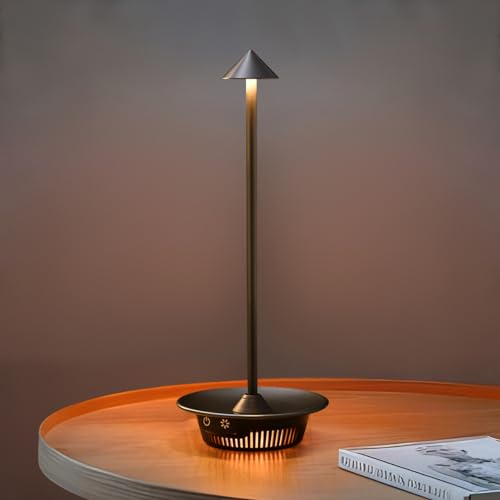 RETEYUNG Tischlampe Kabellos Akku Outdoor Lampe, Touch Dimmbare in 3 Farben, Gehäuse RGB-Dimmen, IP65 Wasserdicht Outdoor Tischlampe Tischleuchte für Innen/Außen/Esszimmer/Bar/Terrasse/Kaffee