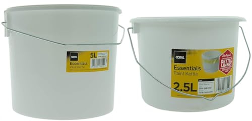 Coral 73312 Essentials Plastic Paint Kettle Container with Metal Handle for Paints and Paste, White & 73311 Essentials Plastic Paint Kettle Container with Metal Handle for Paints and Paste 2.5 L