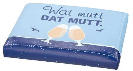 Seaside No.64 - maritimes Sitzpolster aus Kunststoff geeignet für Bier-/ Getränkekisten - mobiler Sitzplatz für Indoor und Outdoor mit lustigen Motiven, Schriftzügen (Wat mutt dat mutt)