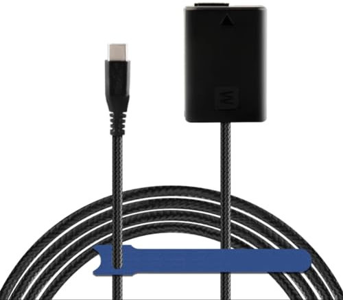 Camaisa PD USB-C geflochtenes Stromkabel zu NP-FW50 Dummy-Akku AC-PW20 DC Koppler für Sony Alpha A5100 A6500 A6400 A6000 A55 A7