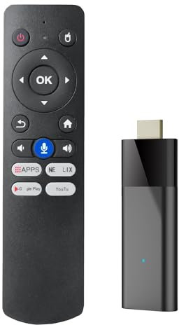 Komdndht Q6 Mini TV Stick + Télécommande Vocale Bluetooth Android 10 2 Go + 16 Go 2,4 G + 5 G WiFi + BT4.0 H313 Smart TV Box Android TV Stick Facile à Utiliser
