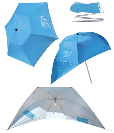 SUN & SURF Sombrilla Compacta Triple Forma 180 cm Sombrilla Plegable Refugio Solar UPF 50+ UV. Super Resistente. 60cm plegada. Bolsa incluida.