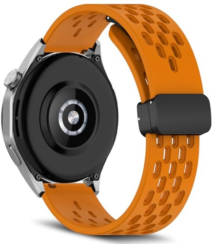 MaEiol 22mm Correa Silicona para Huawei Watch GT 6 Pro/GT 6/GT 5 Pro/GT 5/4 46mm /Huawei Watch 5/4 46mm /Ultimate 2, Correas Magnética Suave Respirable Deportiva para Hombre y Mujer - Amarillo