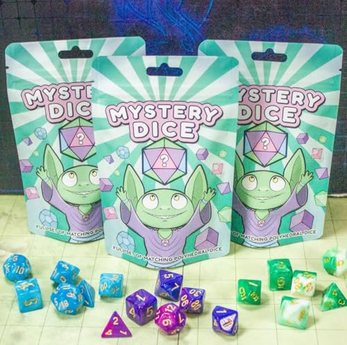 Mystery Dice Goblin - Set di dadi misteriosi DnD, oltre 150 set unici! Set di 7 dadi poliedrici Dungeons and Dragons Scatola cieca DND Regali