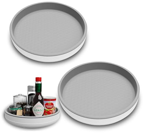 2 Pack 10 Inch Non-Skid Lazy Susan Turntable Organizers - Rotating Tray for Pantry Organization and Storage, Kitchen, Cabinet, Fridge, Bathroom Vanity, Countertop, Under Sink Organizing, Spice Rack