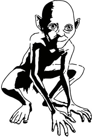 Wandtattoo Gollum, Schwarze matte Folie, Kinderzimmer Dekoration, Handgefertigt in Deutschland (XL - ca. 170cm x 112cm)