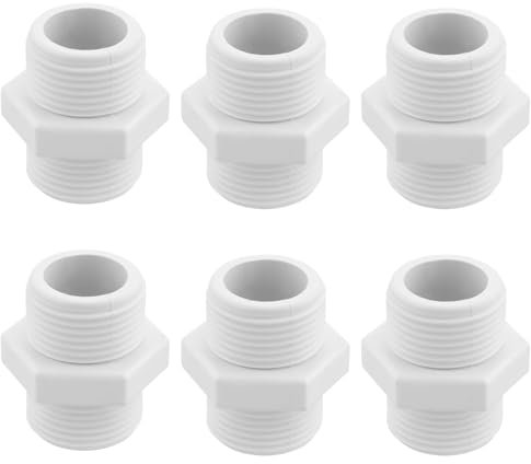 VGOL 6Pcs G3/4 X G3/4 Male Thread 25MM PVC Washing Machine Dishwasher Inlet Hose Connectors Pipe Fitting Hex Nipple Adapter Connector
