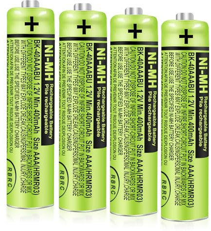 CUCESH 4Pack BK-40AAABU AAA Rechargeable Battery 400mAh 1.2V for Panasonic Cordless Phone Ni-MH AAA Batteries for Remote Controls, Electronics