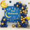 Eid Mubarak Arche ballon Bleu Or, 74pcs Ramadan Mubarak Guirlande Ballon Kit avec Bannière Eid Mubarak Lune Étoile Ballon Foil, Ramadan Kareem Décoration Bleu Gold pour Aid Mubarak Fête Aïd Décor