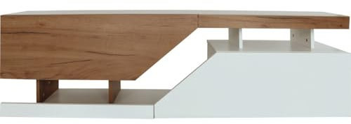 Habitat et Jardin Meuble TV Ceelias - 160 x 35 x 46 cm - Blanc/Marron Foncé