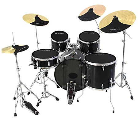 Drum Mute Pad Set - Red Border Drum Silence Pack mit 5 Schlagzeug-Pads und 4 Beckenpads für leises Schlagzeugtraining - Schlagzeug-Übungspad-Set