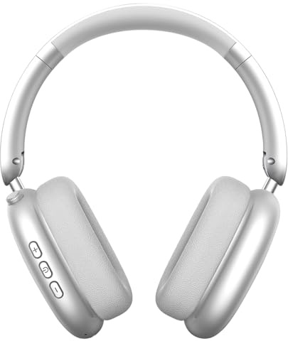 Wentronic Y01 – Casque Circum-auriculaire sans Fil à réduction de Bruit – Bluetooth 5.3, Son Hi-Res, 48h d’autonomie – Pliable avec Micro pour iOS/Android/PC– Argent