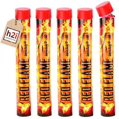 h2i Bengalo - Bengalfeuer | 5 St. | Rot | 40 s | Kraftvolle Handfackel für spektakuläre Lichteffekte | Leuchtfackel & Lanzenlicht mit Heller Flamme & Rauch | Ideal für Partys & Events | i | Kat F1