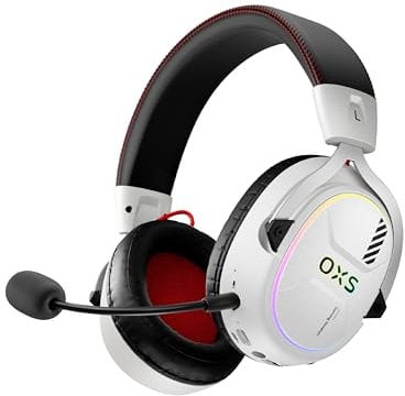 OXS Storm G2 Cuffie da Gioco Wireless, Audio Surround Virtuale 7,1, 3 Modalità EQ, Bassa Latenza 2,4 GHz, Driver da 50 mm, Luce RGB, Bluetooth 5.3, Compatibile con PC, Console, Cellulare, Bianco