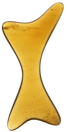 TOVINANNA Gesichts Gua Sha Schabewerkzeug Horn Massager Hellgelb Kompaktes Kratzmassagegerät Aus Sicherem Oxhorn Mit Abgerundeten Kanten Für Gesichtspflege Und Hautentspannung