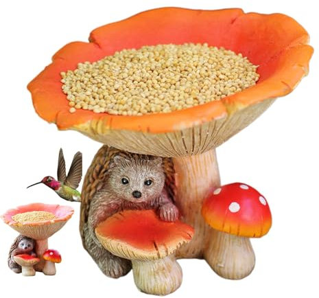 Harztierfuttermittel, Vogelfutterhäuschen für außen | Outdoor Pilz Vogelfutterskulptur - Realistische Formstatue -Dekoration für Terrasse, Rasen, Garten, Balkon, Innenhof