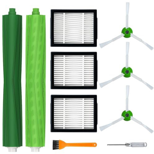 Ersatzteile Zubehör Set für iRobot Roomba i7 i7+ i3 i3+ i4 i4+ i6 i6+ i8 i8+ E5 E6 j7 j7+ – 1 Paar Gummibürsten, 3 Filter, 3 Seitenbürsten – Kompatibel mit Roomba E/I/J Serie(Nicht für Combo j7+, j9+)