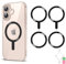 4 Pcs Universal Metal Rings Sticker NO Magnet for MagSafe Magnetic Wireless Charger for iPhone 15 14 13 12 Pro Mini Max/Samsung Galaxy, 2 Styles Ultra Thin Notched and Round Ring Car Charger Kit