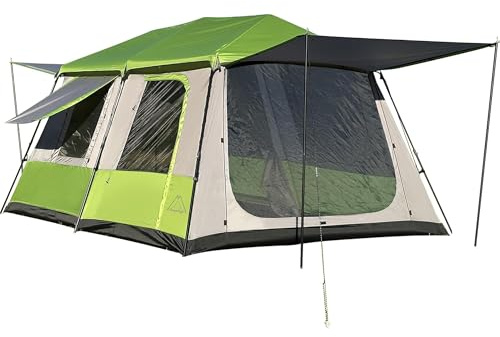 TENPLAY 2|4|6|8|Person Instant Cabin Tents,Portable Large Family Camping Tent with Rainfly,Vestibule,2 Room4 Doors,Waterproof,Windproof,Easy setup Pop Up for Outdoors Backpacking Hiking Backyard
