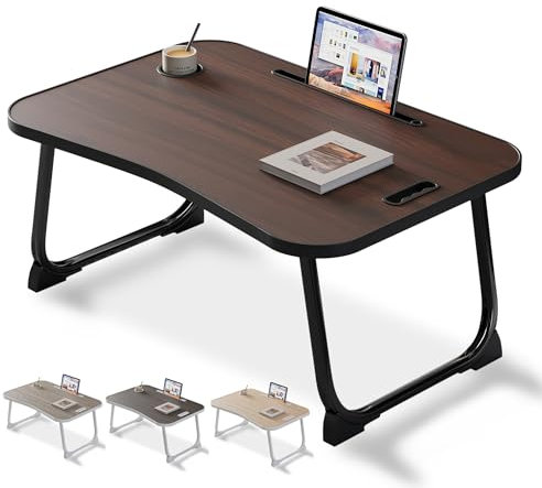Scrivania Letto per Laptop - Vassoio per Colazione, Scrittura e Lettura su Letto, Divano, Casa e Ufficio (Dark Wood)