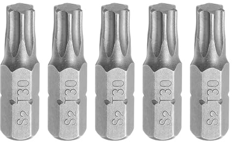 sourcing map 5pcs Torx Screwdriver Bit 1/4 Hex Shank T30 Head 1 Length S2 Steel 6 Point Security Drill Bits for Repair Work Electric Screw Driver