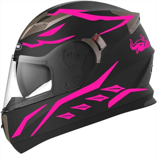 Decalart Kit 19 Adesivi Casco elmetto moto universali valigia pc - Toro corna bull strisce fasce stickers strips decalcomanie stickers casco Cod.L120 (046 Rosa FLUO)