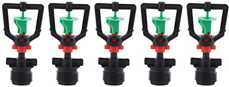 G1 / 2 Rotating Sprinkler Nozzle 5PCS | 360° Misting Spray Head for Garden/Greenhouse/Lawn | ABS Plastic, 4-6m Spray Diameter, Water Saving Irrigation Tool