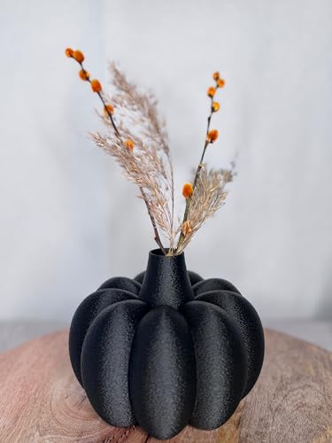 Generisch 3D gedruckte Kürbis Vase Schwarz
