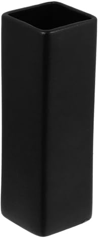 DECOMELODY Schwarze Blumenvase aus Keramik Quadratisches Pflanzgefäß für Frische Blumen und Hydroponische Pflanzen Stilvolle Dekoration für Haus und Büro