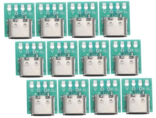 CIYODO 12 Piezas USB C Tipo Placa Conector Hembra con Placa Convertidora PCB para Transmisión de Datos Estable y Compatible con Cables USB C