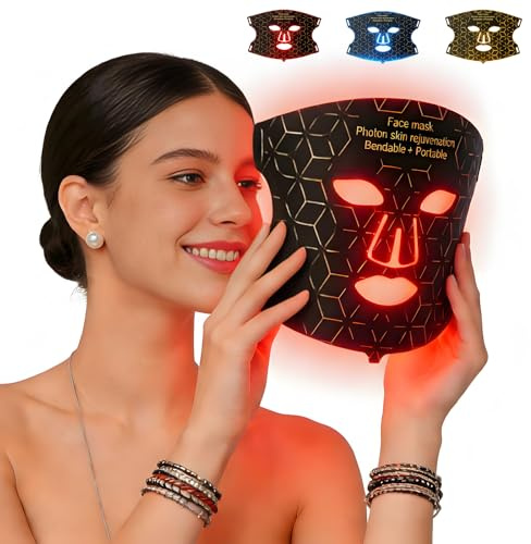 Warmforwel LED Face Mask Red & Infrared Light - 4 Colours Beauty Mask with 240 LEDs, 3 Light Modes, Food Silicone, Home Care Device