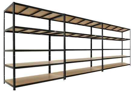 PROREGAL Mega Deal 3X Schwerlastregal Taurus 180x150x60cm mit Fachlast 175kg Schwarz Kellerregal, Steckregal, Garagenregal, Lagerregal