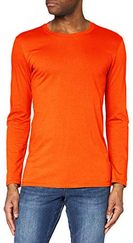 GILDAN Men's Soft Style L/Sleeve T Shirt, Orange, M UK
