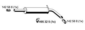 Mittelschalldämpfer Auspuff Mitteltopf original ERNST (645034) Länge: 870mm