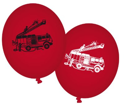 8 Luftballons rot Feuerwehr Feuerwehrfahrzeuge