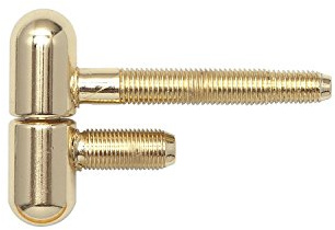 Stahlzargenband 2-tlg. mit Rundkopf, ø 16 mm, Höhe 50,5mm,Stahl glanzvermessingt