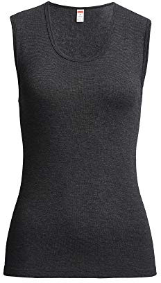 con-ta Conta Thermo Achselhemd, Trägertop mit natürlicher Baumwolle, wärmende Unterwäsche für Damen, Rundhalsausschnitt, Damenbekleidung, in Farbe Marine Melange, Größen: 36-50