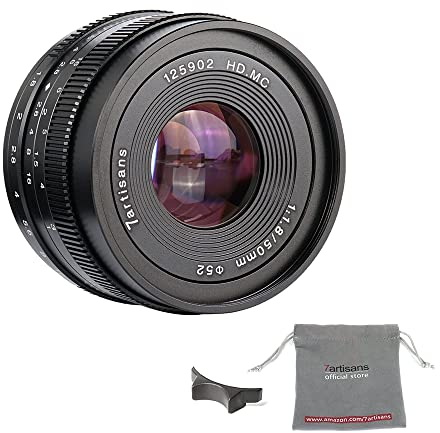 Factory Direct 7artans F1.8 APS-C - Lente de Enfoque Manual, 50 mm, para cámaras compactas sin Espejo, Canon M1, M2, M3, M5, M6, M10, EOS-M, Color Negro