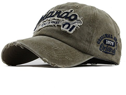 Sporty Baseballcap Orlando Original Vintage Style Used Washed Look Retro Outdoor Kappe Mütze Cap Schirmmütze Basecap verstellbar (Grün)