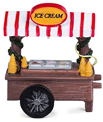 LED beleuchtete Weihnachtsdekoration LED Figur Eiswagen EIS-Verkaufsstand aus bemaltem Polyresin