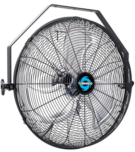 Tornado - Ventilador de pared industrial de alta velocidad de 18 pulgadas con motor de carcasa TEAO - 4000 CFM - 3 velocidades - Cable de 6.5 pies - Uso industrial, comercial, residencial - Listado de