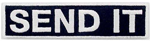 Send It Embroidered Patch Tactical Morale Applique Fastener Hook & Loop Emblem, White & Black