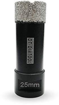 DT-DIATOOL Diamond Drill Bit 25mm Hole Saw for Dry Drilling Tile Porcelain Marble Ceramic Granite 75mm Length
