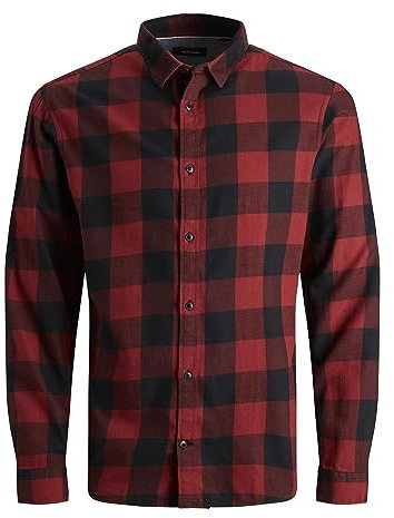 JACK & JONES JJEGINGHAM Twill Shirt L/S Noos Chemise, Rouge (Rouge Brique/Coupe ajustée), XL Hommes