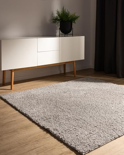 benuta Basic Hochflorteppich Soho - hellgrau 200x200 cm - Kuschelig Weicher Teppich im Minimalistischen Look - Pflegeleicht - Fußbodenheizung Geeignet
