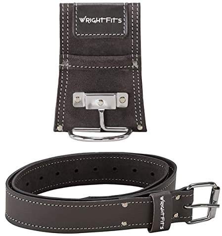 WrightFits Leather Hammer Holder – Stainless Steel Hammer Loop With Supporting Roller Belt (2 in 1) | Ideal for Builders, Carpenters, Gardeners, Electricians