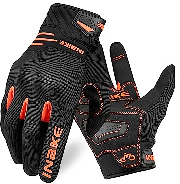 INBIKE Motorradhandschuhe Herren Winter Sommer Schutz Handschuhe Motorrad Fahrrad Motocross Männer Vollfinger Radhandschuhe Orange XL