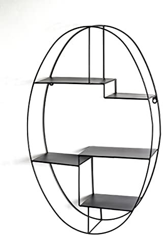 HAKU Möbel Wandregal schwarz, Metall - Maße: B 44 cm x H 71 cm x T 16 cm, Style: Modern