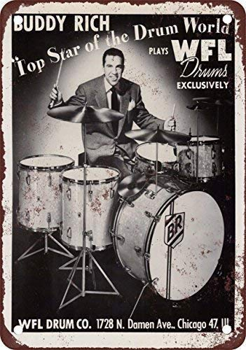 LINQWkk Metal SignAnjoes 1954 Buddy Rich for WFL Drums Vintage Look Reproduktion Metall-Blechschild 20,3 x 30,5 cm