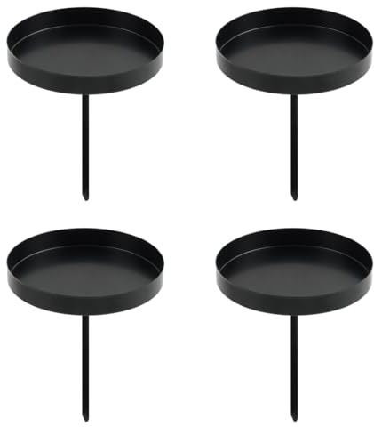 Kerzenhalter Adventskranz, 6 cm Kerzenständer Schwarz 4 Stück, Adventskerzenhalter Metall, Kerzenhalter Stumpenkerzen, Stabkerzenhalter Kerzenteller für Adventsgirlande Blumentopf